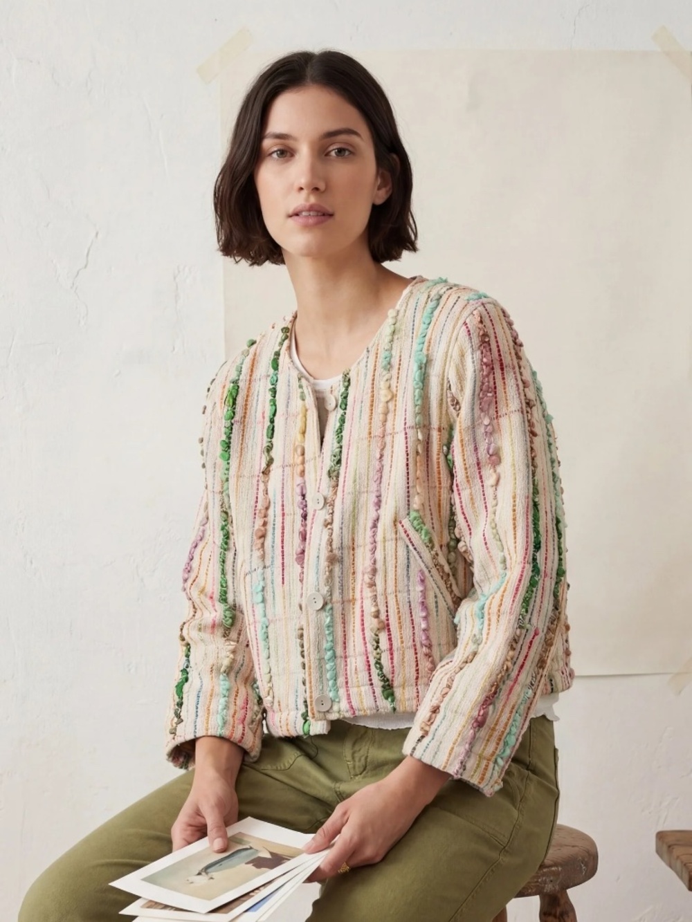 Rainbow Beige Stitch Jacket by Noen